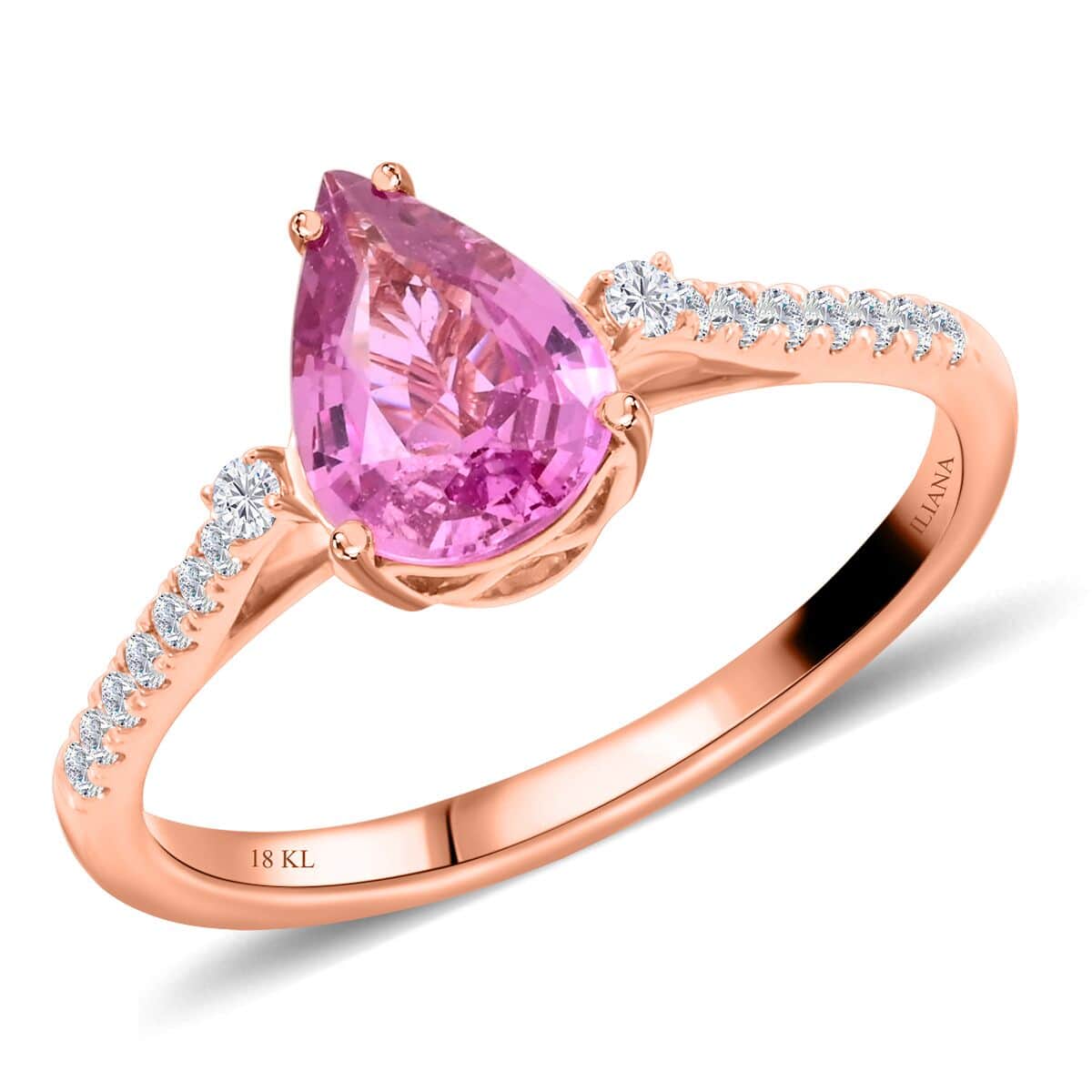 Certified & Appraised Iliana 18K Rose Gold AAA Madagascar Pink Sapphire and SI Diamond Ring (Size 10.0) 1.25 ctw image number 0