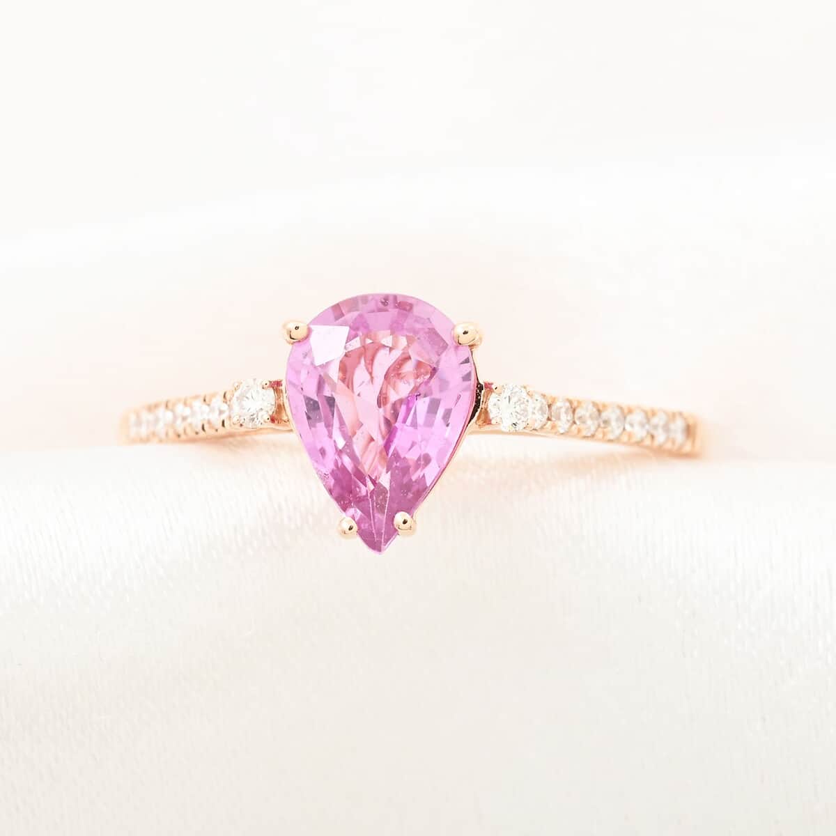 Certified & Appraised Iliana 18K Rose Gold AAA Madagascar Pink Sapphire and SI Diamond Ring (Size 10.0) 1.25 ctw image number 1