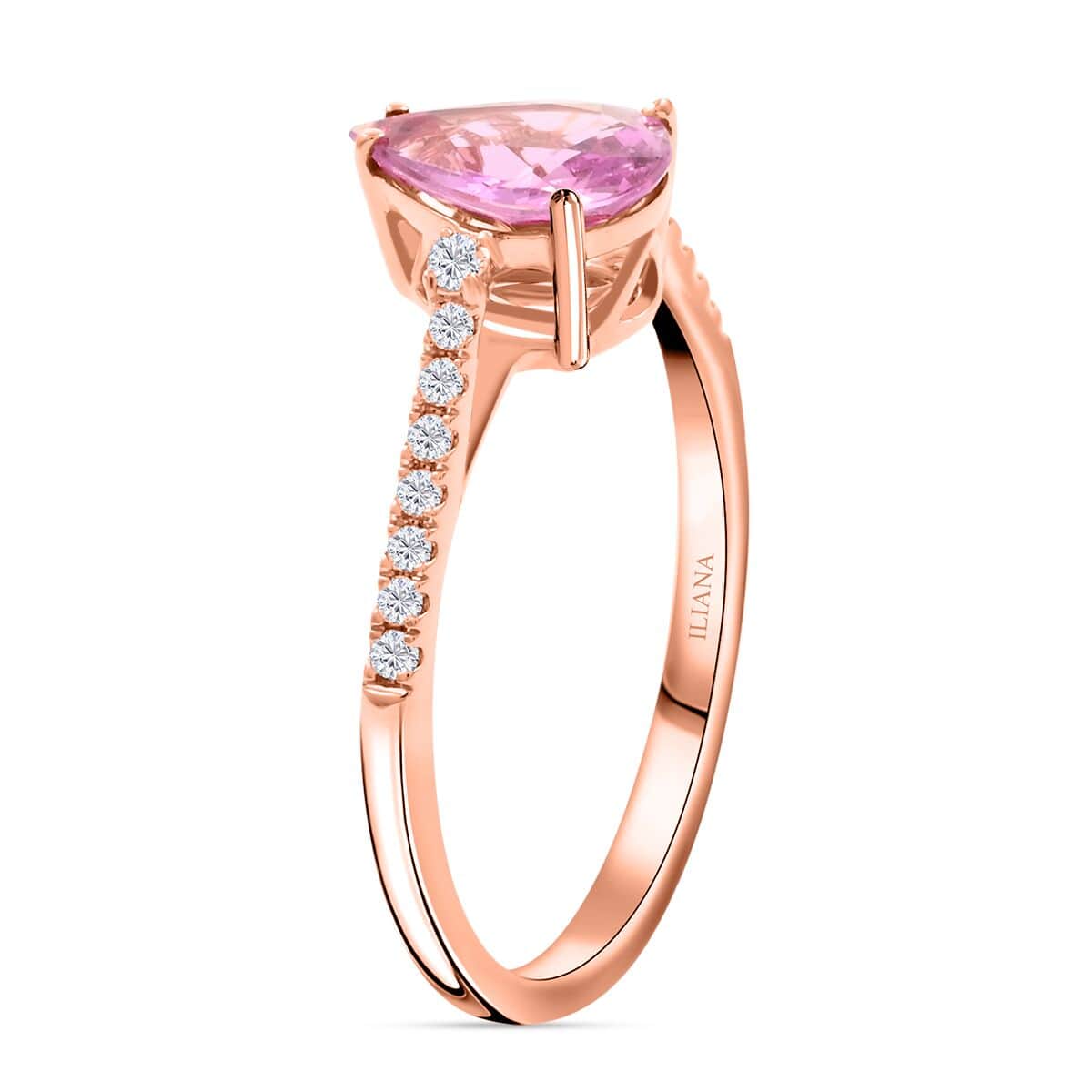 Certified & Appraised Iliana 18K Rose Gold AAA Madagascar Pink Sapphire and SI Diamond Ring (Size 10.0) 1.25 ctw image number 3