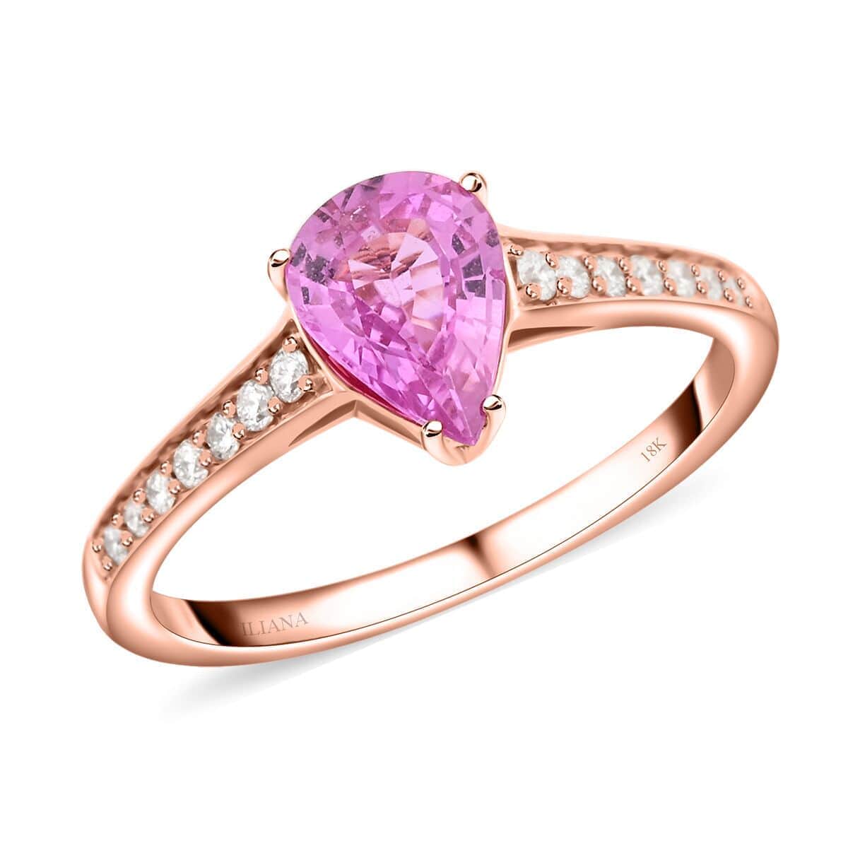 Certified & Appraised Iliana 18K Rose Gold AAA Madagascar Pink Sapphire and SI Diamond Ring (Size 6.0) 1.30 ctw image number 0