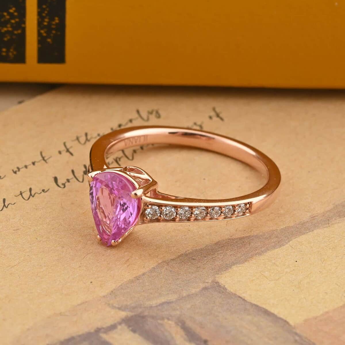 Certified & Appraised Iliana 18K Rose Gold AAA Madagascar Pink Sapphire and SI Diamond Ring (Size 6.0) 1.30 ctw image number 1