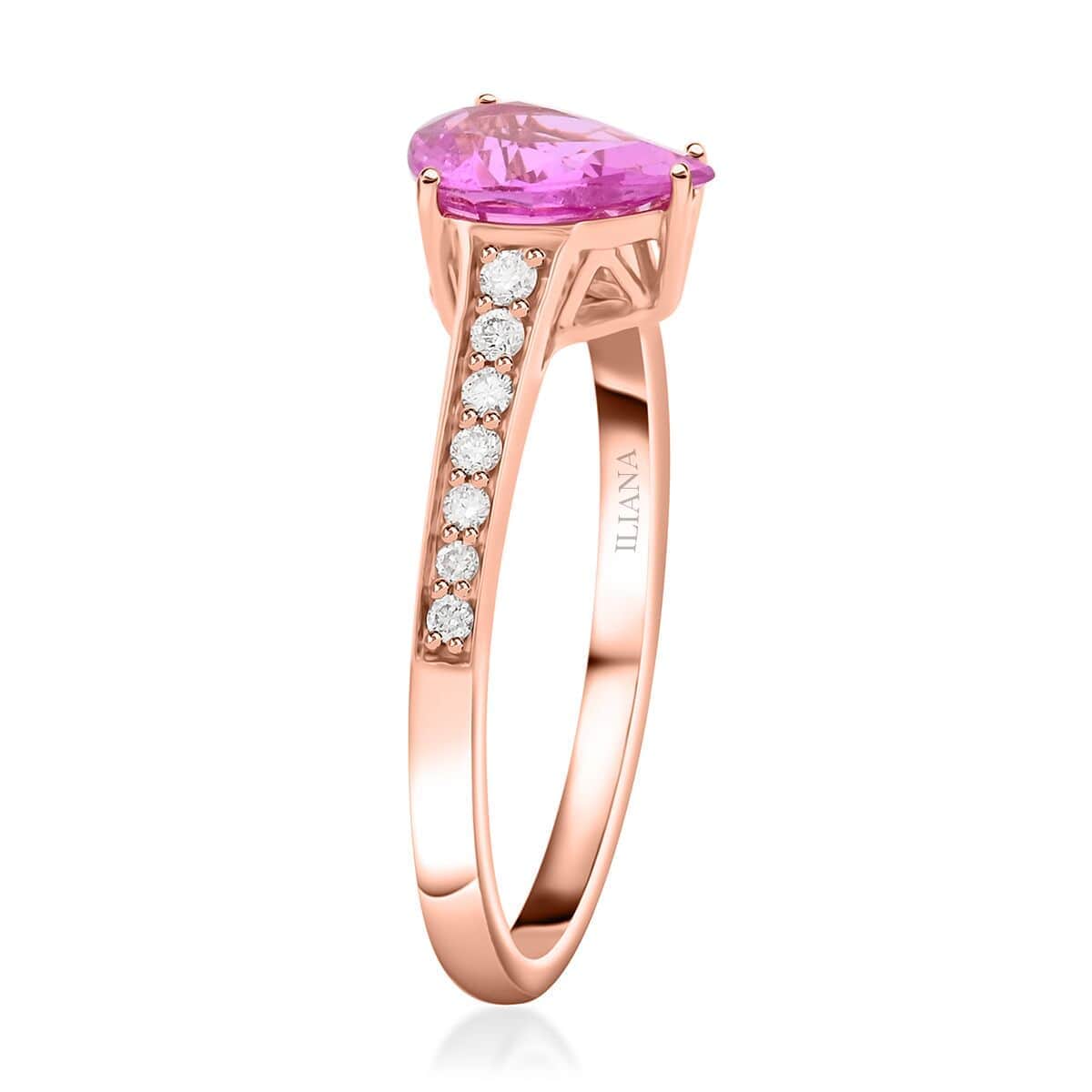 Certified & Appraised Iliana 18K Rose Gold AAA Madagascar Pink Sapphire and SI Diamond Ring (Size 6.0) 1.30 ctw image number 3