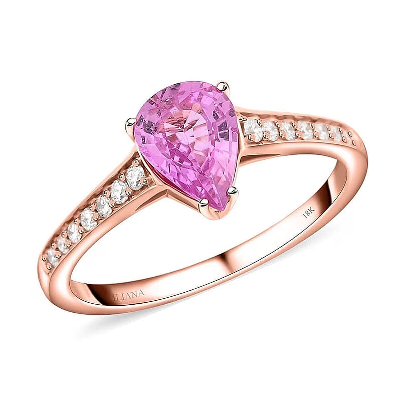 Certified & Appraised Iliana 18K Rose Gold AAA Madagascar Pink Sapphire and SI Diamond Ring (Size 9.0) 1.30 ctw