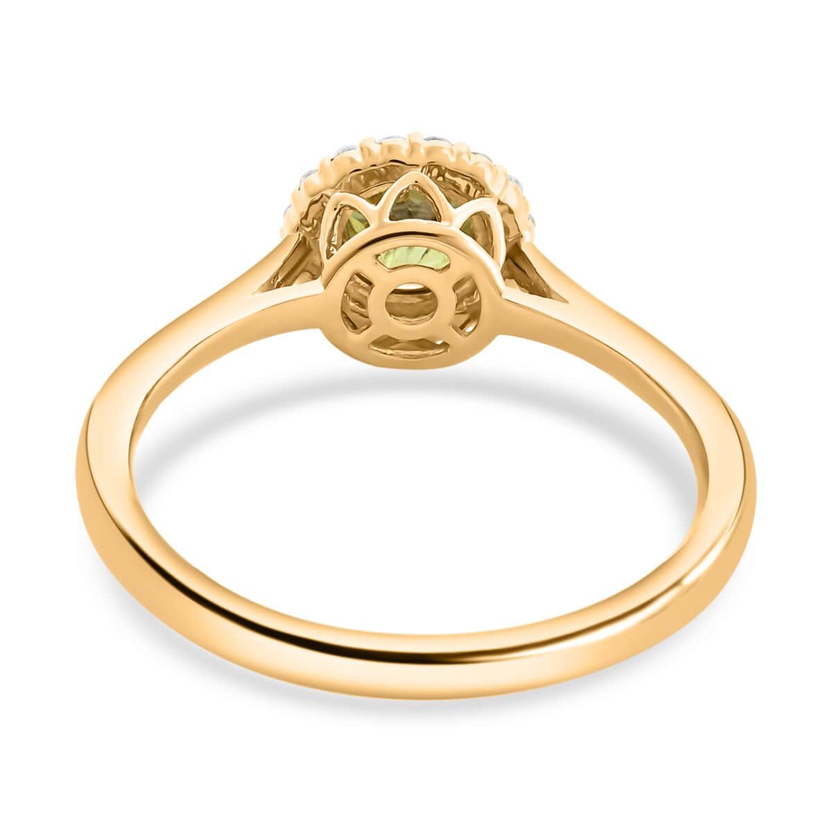 Luxoro 14K Yellow Gold AAA Ambanja Demantoid Garnet and G-H I2 Diamond Ring 1.00 ctw image number 4