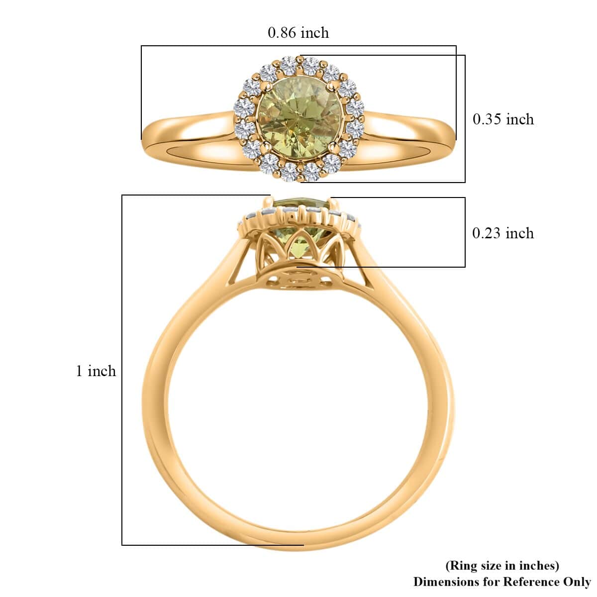 Luxoro 14K Yellow Gold AAA Ambanja Demantoid Garnet and G-H I2 Diamond Ring 1.00 ctw image number 5