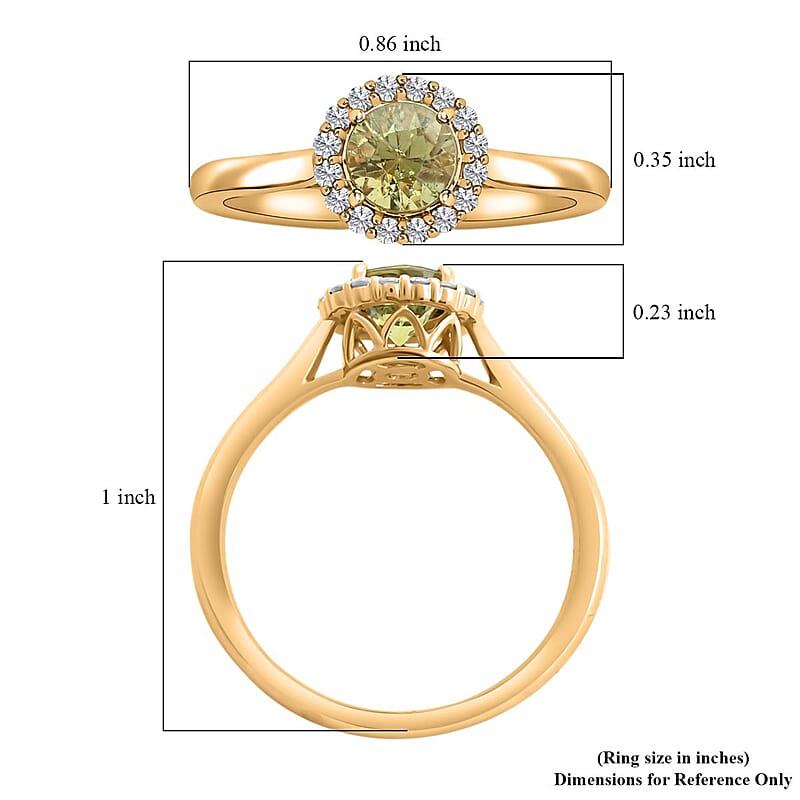 Luxoro 14K Yellow Gold AAA Ambanja Demantoid Garnet and G-H I2 Diamond Ring (Size 10.0) 1.00 ctw