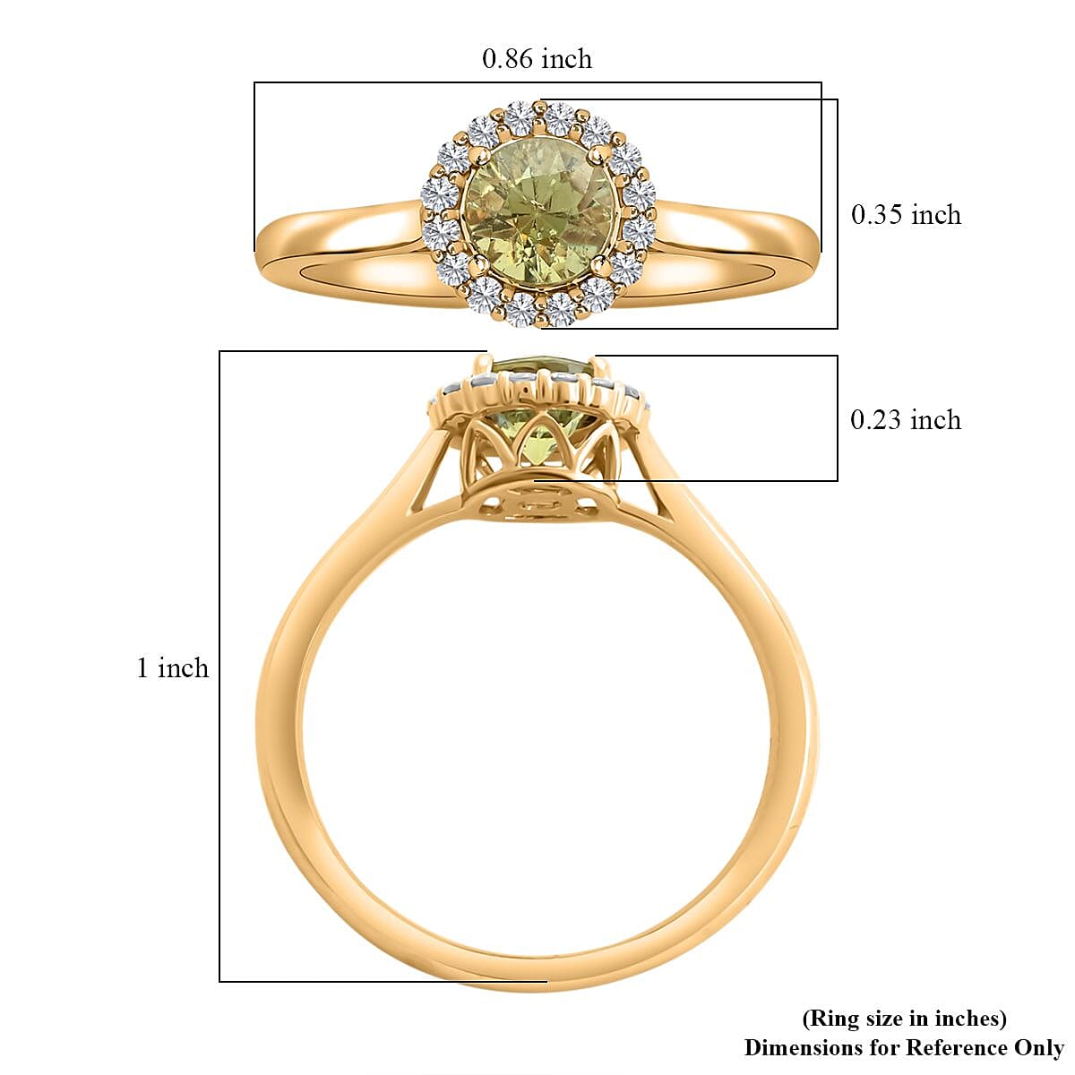 Luxoro 14K Yellow Gold AAA Ambanja Demantoid Garnet and G-H I2 Diamond Ring (Size 8.0) 1.00 ctw image number 5
