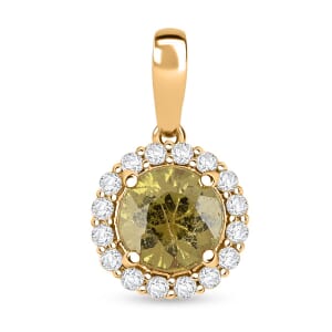 Luxuro AAA Demantoid Garnet and I2 Diamond 1.10 ctw Pendant without Chain in 14K Yellow Gold