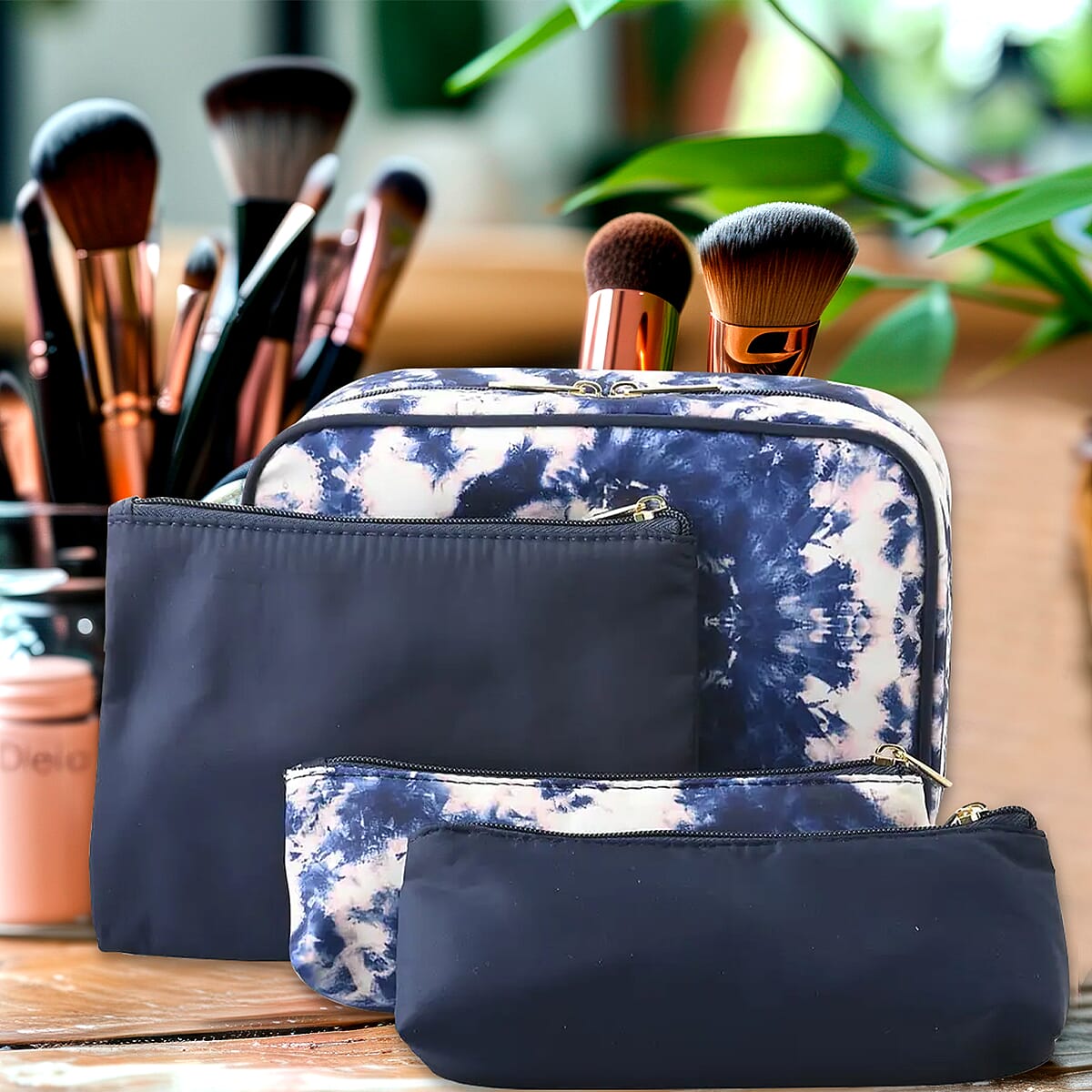 Scunci Conair Tie Dye 4pc Travel Makeup Bag Set image number 1