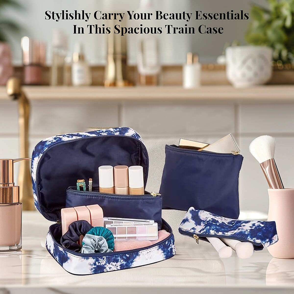 Scunci Conair Tie Dye 4pc Travel Makeup Bag Set image number 2