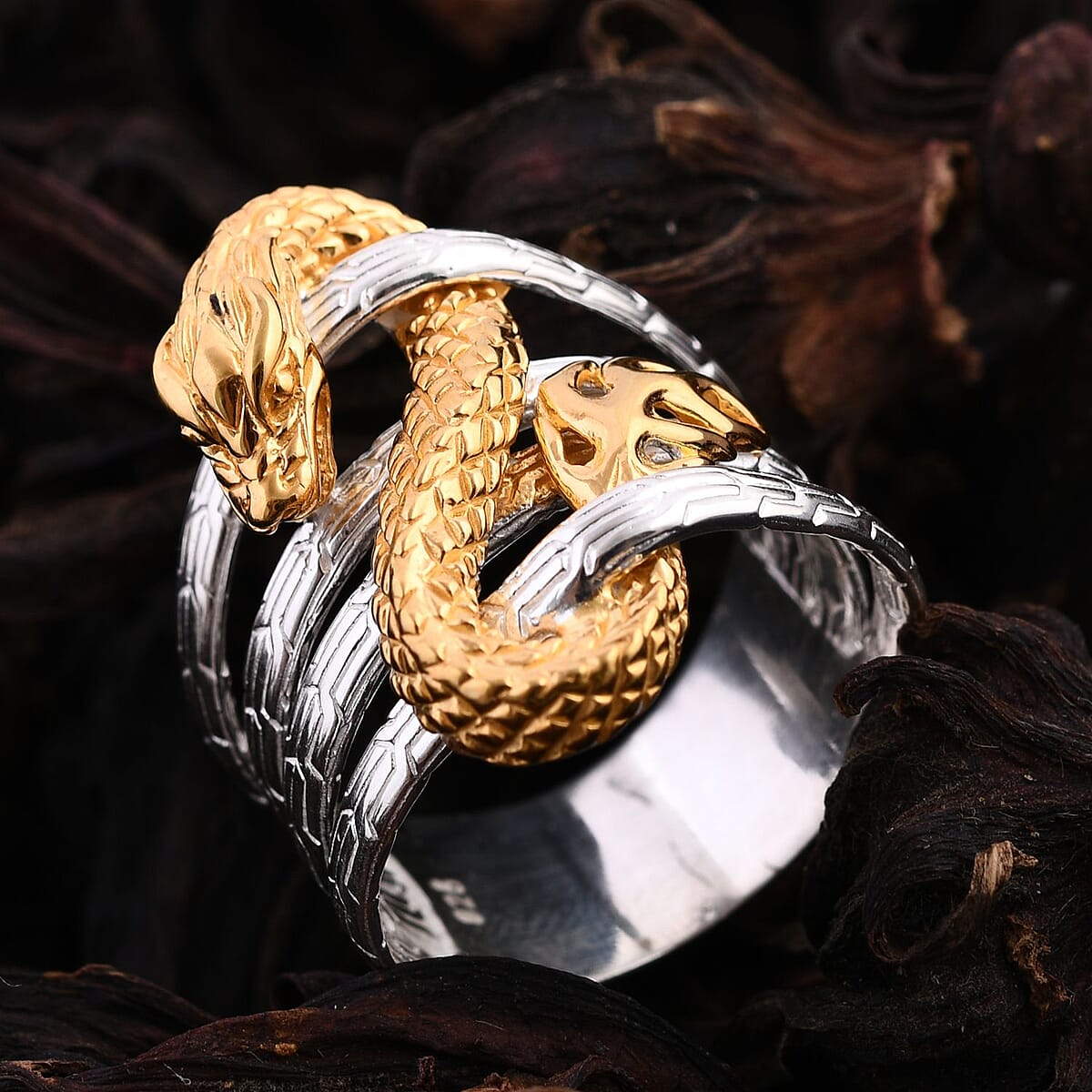 Doorbuster Bali Legacy Vermeil Yellow Gold Over Sterling Silver Dragon Ring (9 g) image number 1