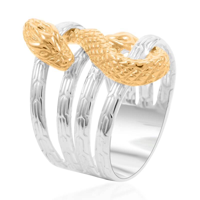 Bali Legacy Vermeil Yellow Gold Over and Sterling Silver Dragon Ring (Size 10.0) (9 g)