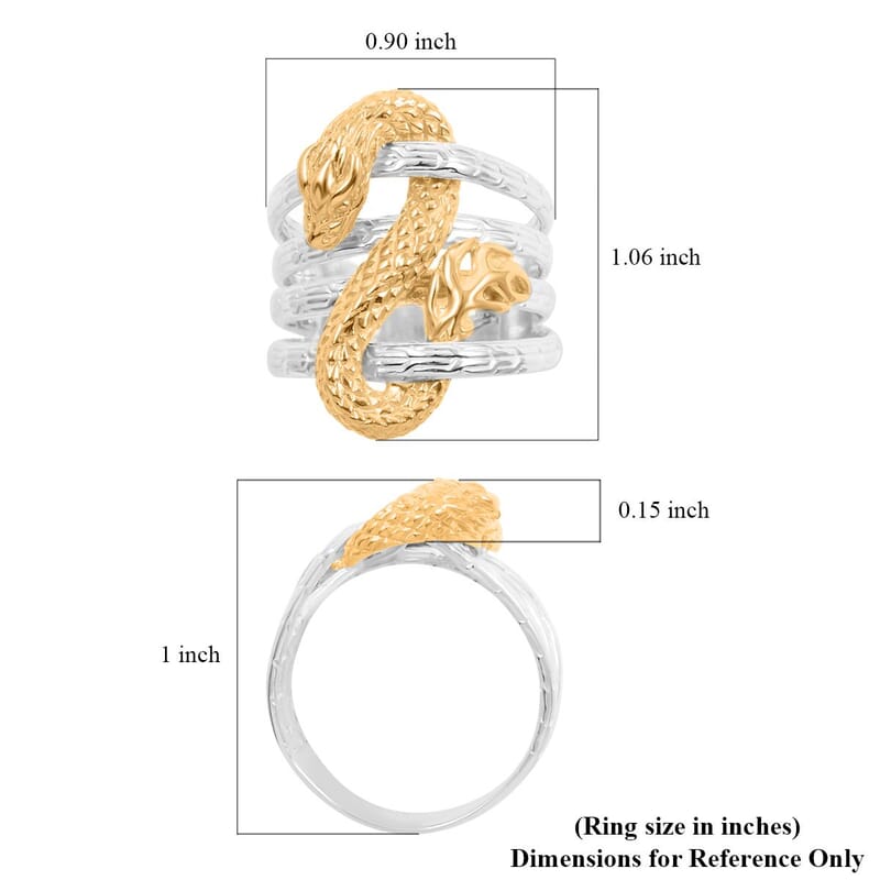 Bali Legacy Vermeil Yellow Gold Over and Sterling Silver Dragon Ring (Size 10.0) (9 g)