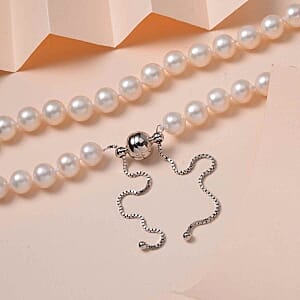 White Freshwater Pearl 220.00 ctw Necklace in Rhodium Over Sterling Silver 18 Inches