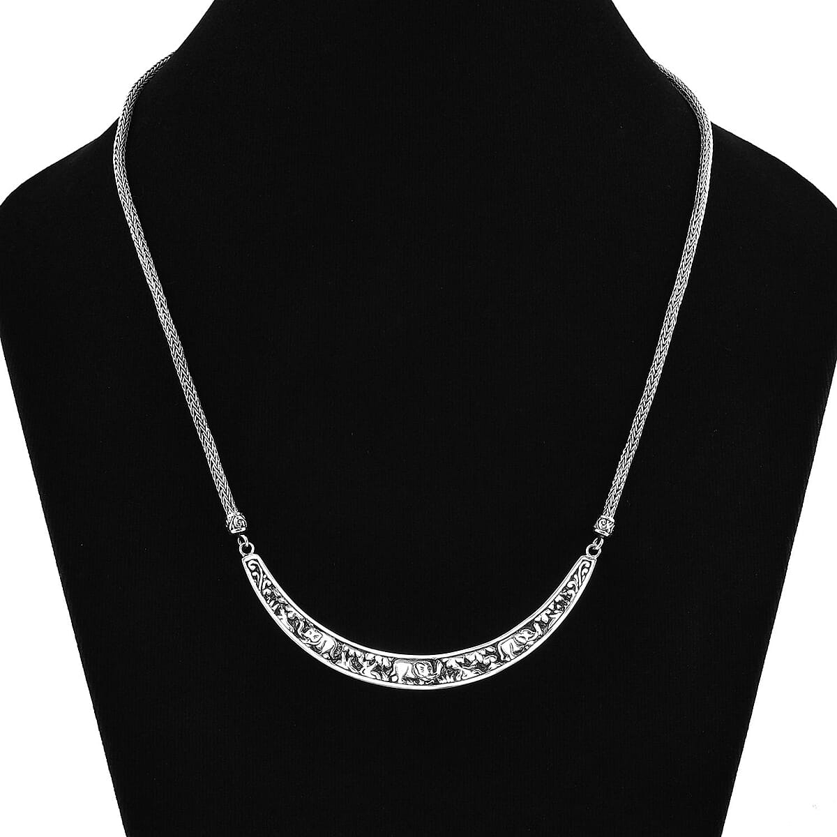 Bali Legacy Sterling Silver Engraved Elephant Tulang Naga Necklace 18-19 Inches 30.70 Grams image number 2