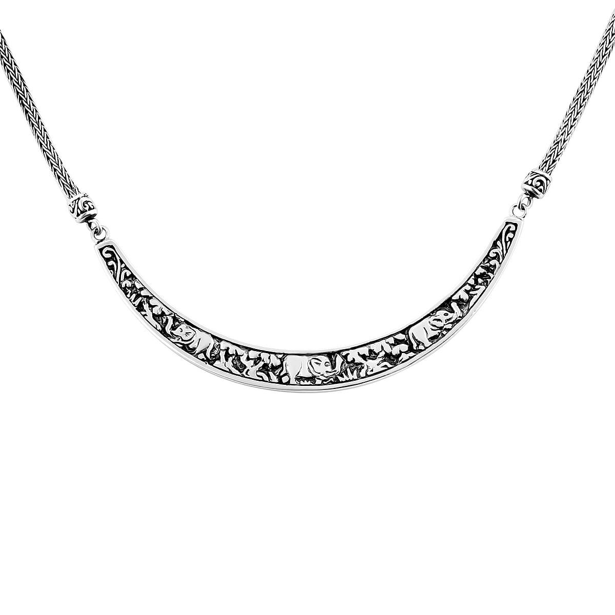 Bali Legacy Sterling Silver Engraved Elephant Tulang Naga Necklace 18-19 Inches 30.70 Grams image number 3