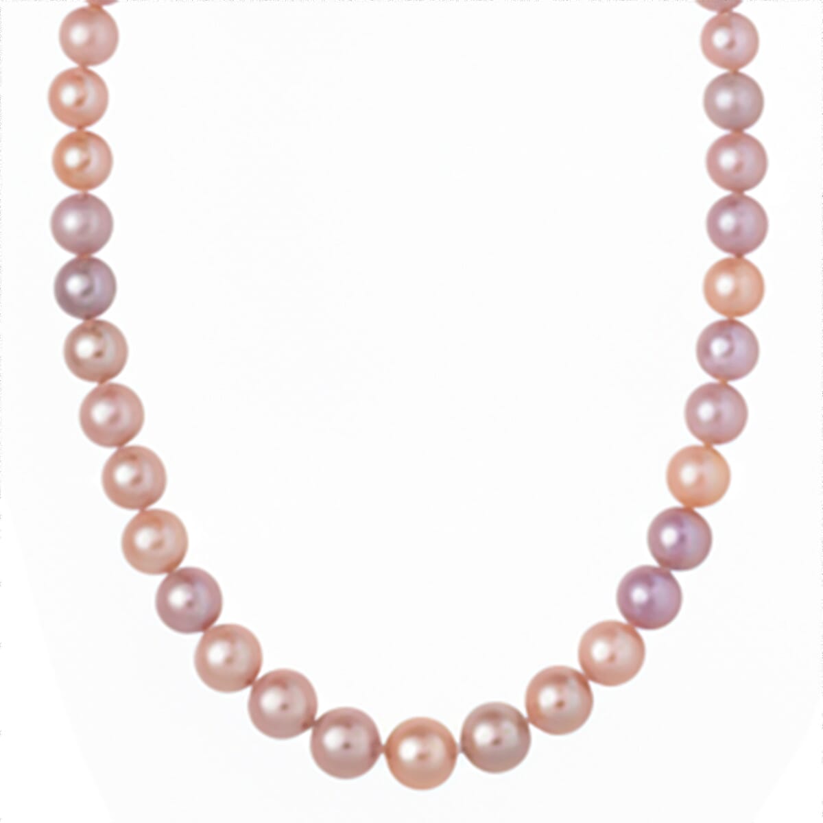 Multi Color Freshwater Pearl Necklace in Rhodium Over Sterling Silver (18 Inches)