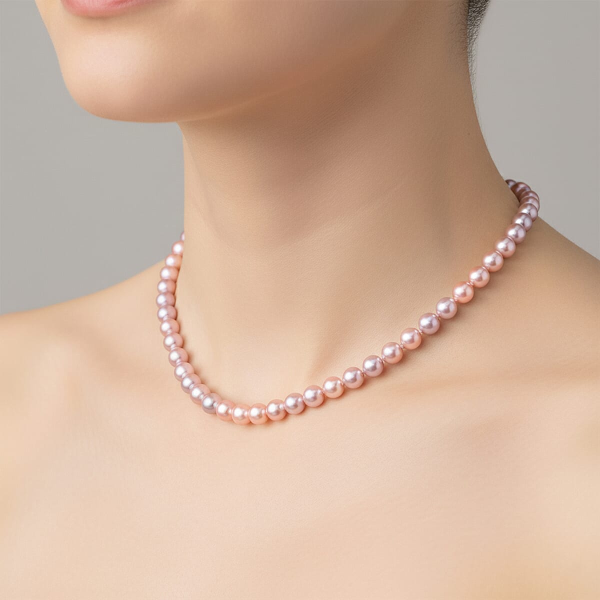 Multi Color Freshwater Pearl Necklace in Rhodium Over Sterling Silver (18 Inches)