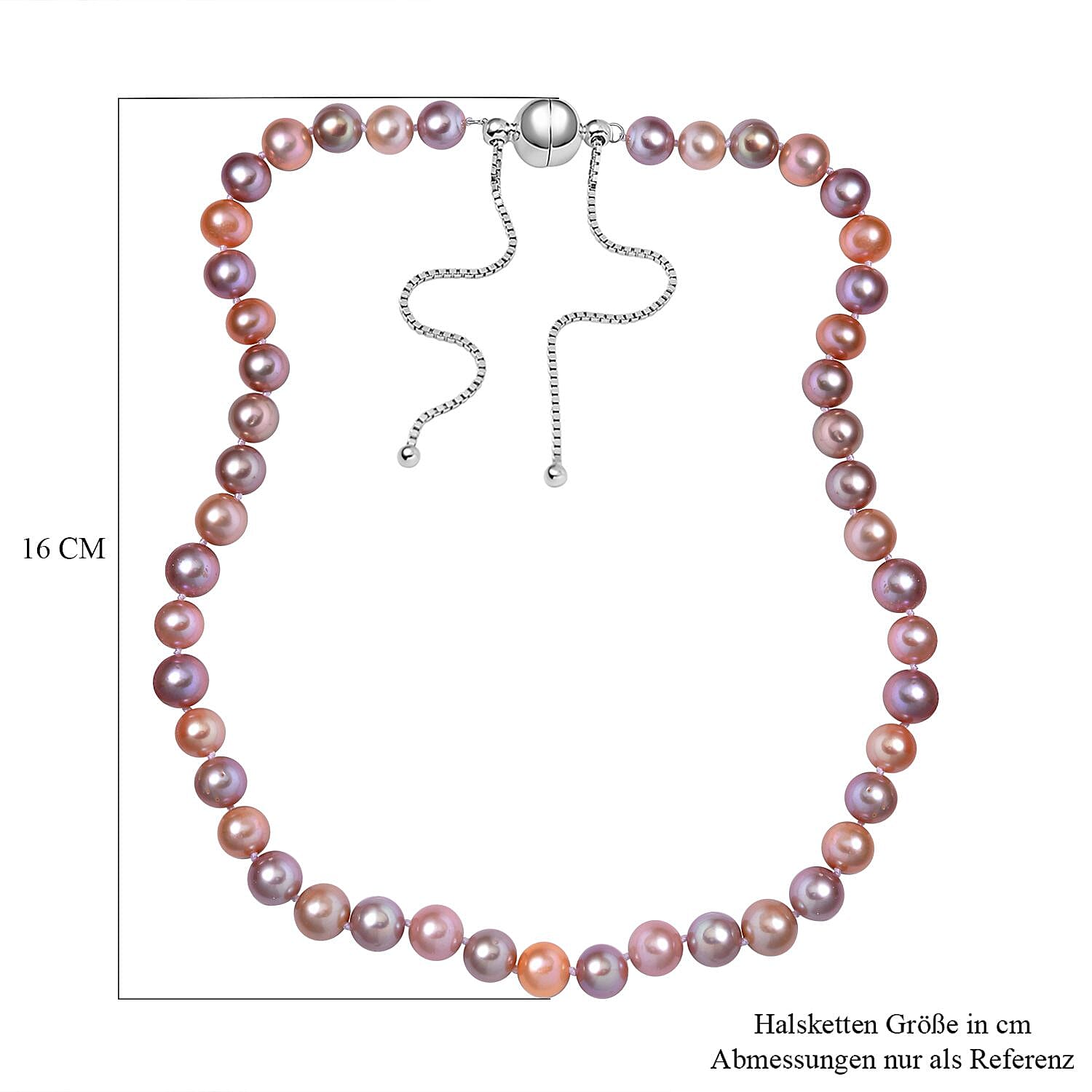 Multi Color Freshwater Pearl Necklace in Rhodium Over Sterling Silver (18 Inches)