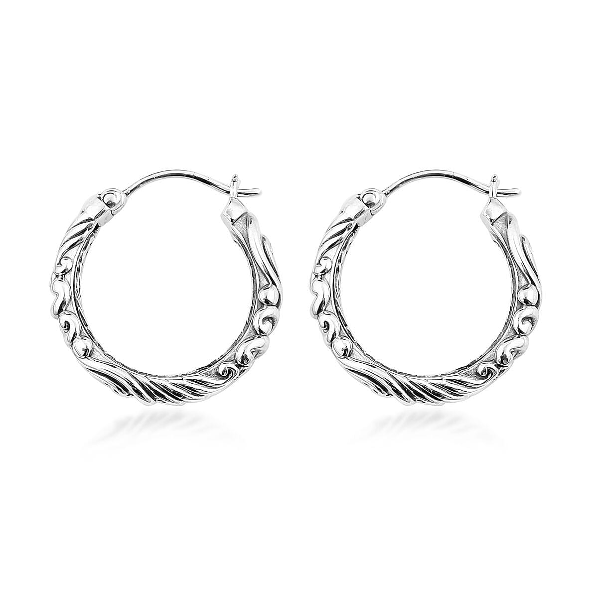 Bali Legacy Sterling Silver Filigree Hoop Earrings 7.25 Grams image number 3