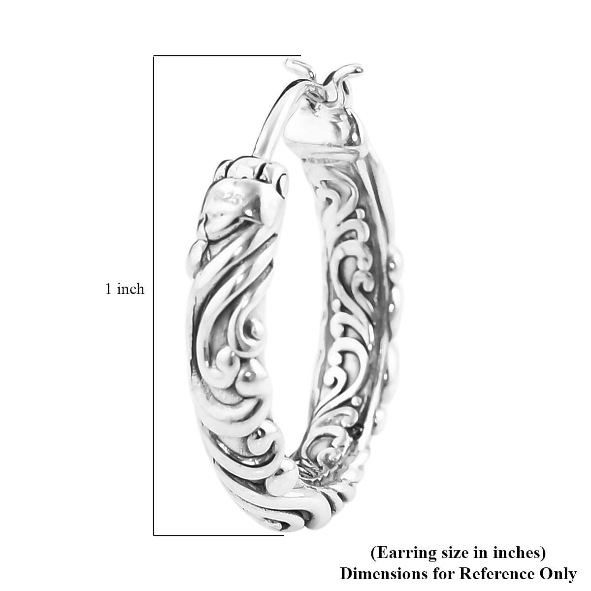 Bali Legacy Sterling Silver Filigree Hoop Earrings 7.25 Grams image number 4