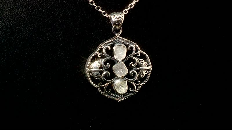 Artisan Crafted Polki Diamond Pendant in Sterling Silver 0.33 ctw