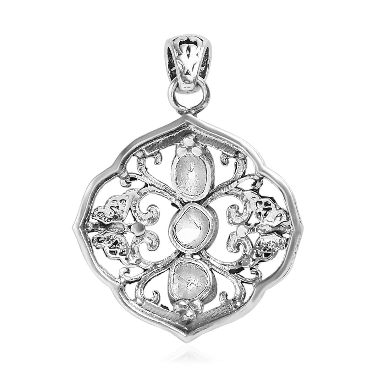 Artisan Crafted Polki Diamond Pendant in Sterling Silver 0.33 ctw image number 4