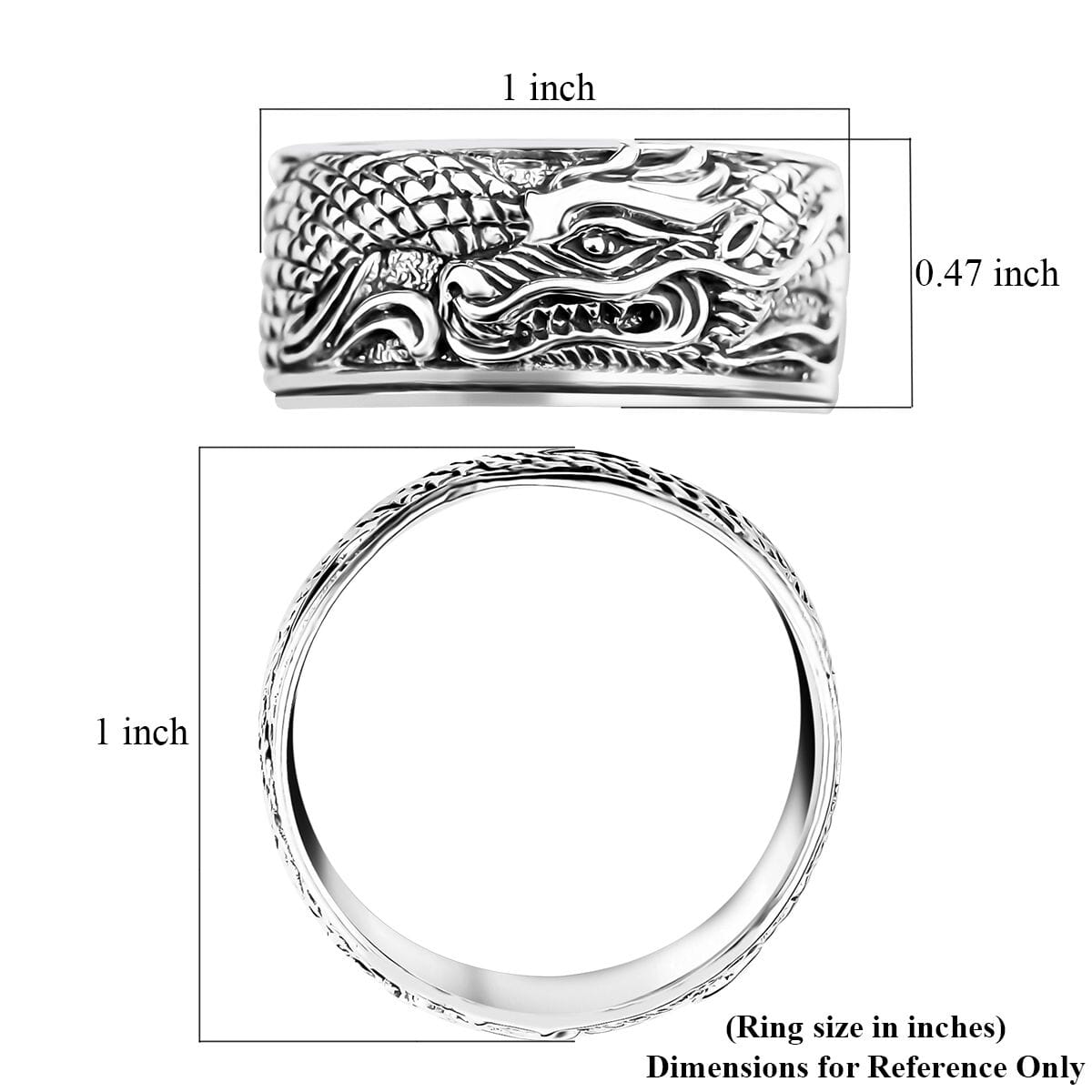 Bali Legacy Dragon Ring in Sterling Silver (Size 10.0) 4.85 Grams image number 5
