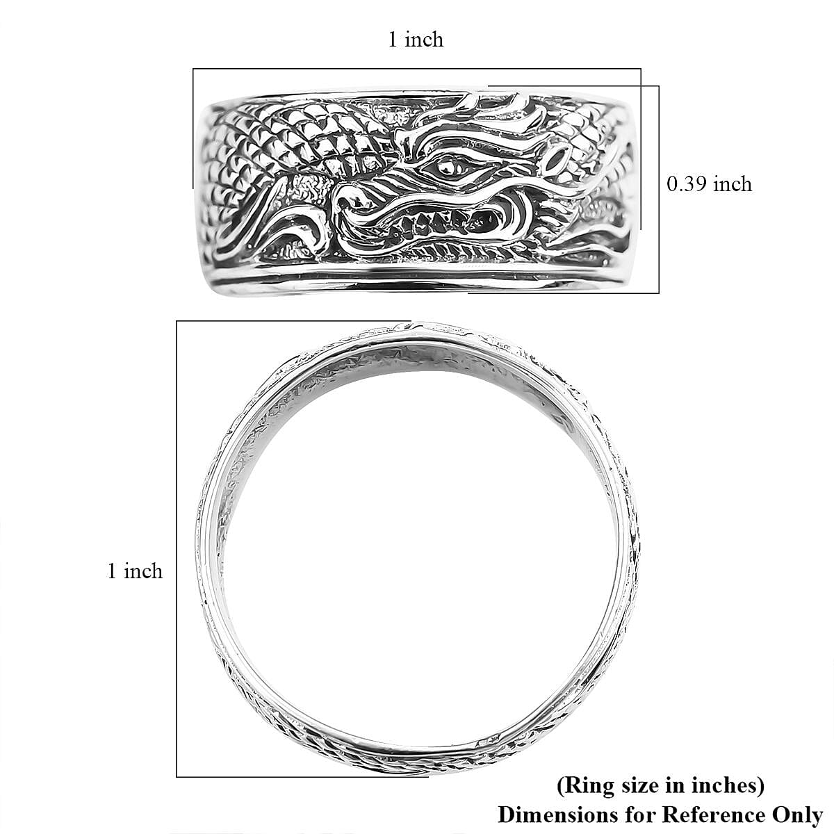 Bali Legacy Dragon Ring in Sterling Silver (Size 9.0) 4.85 Grams image number 5