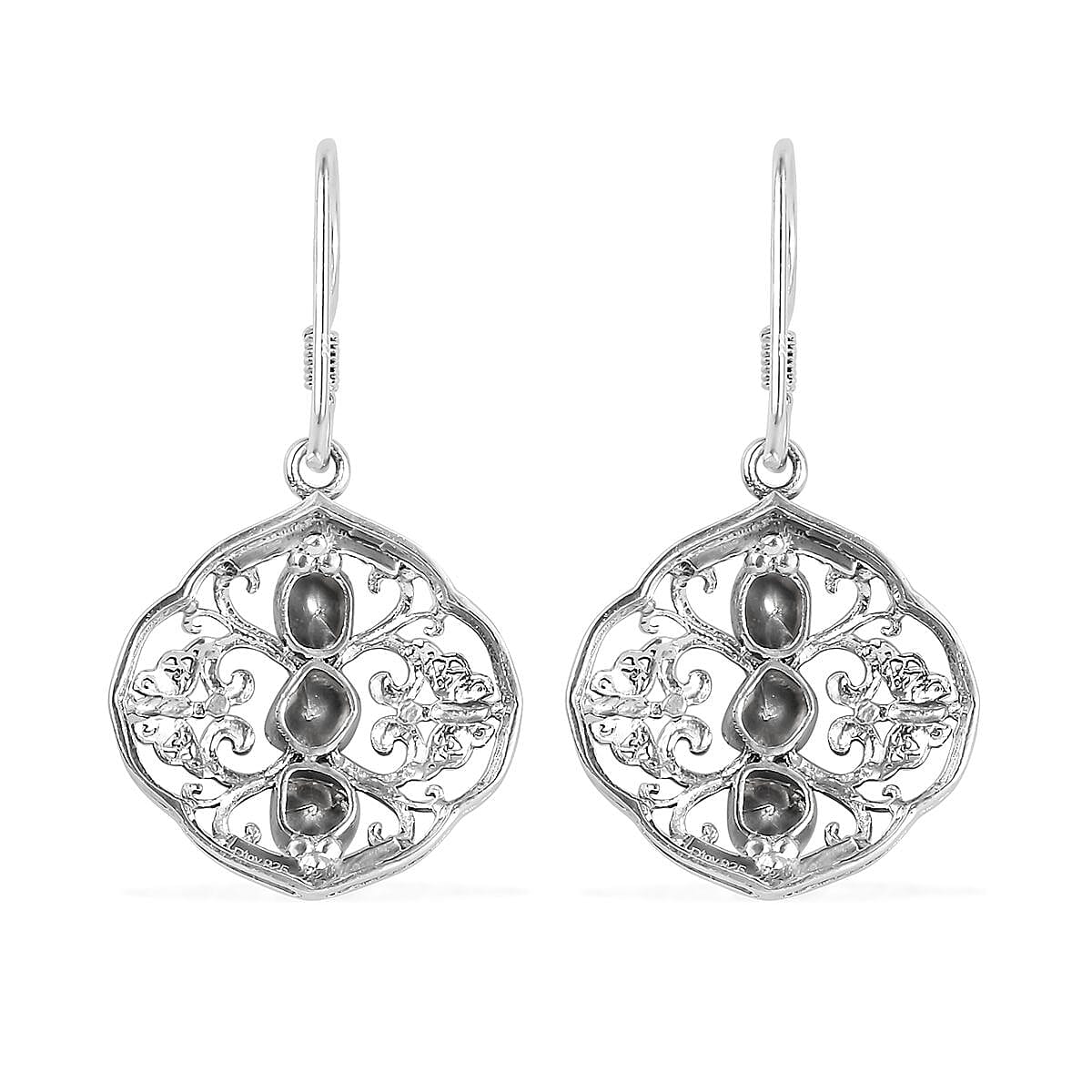 Artisan Crafted Polki Diamond Earrings in Sterling Silver 0.50 ctw