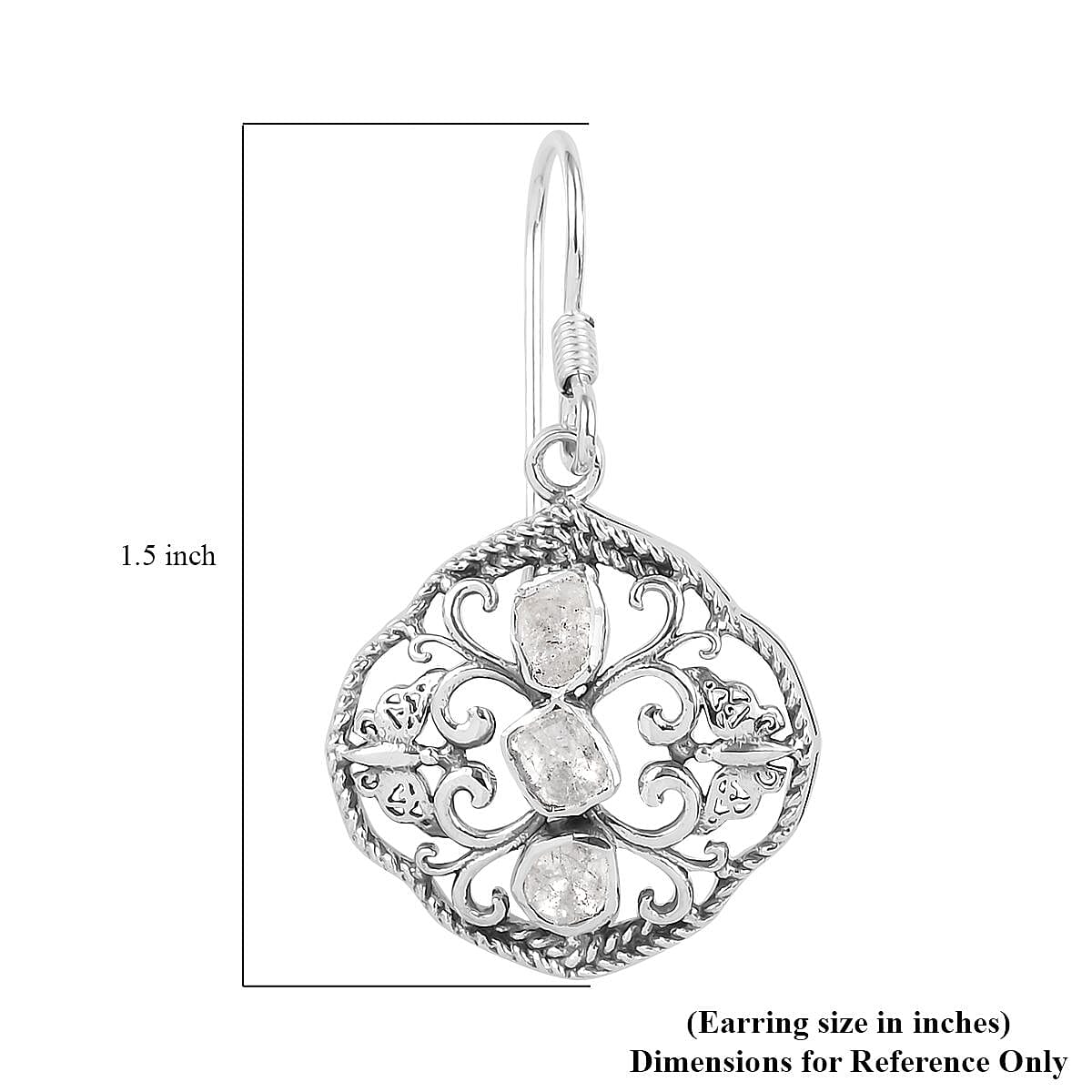 Artisan Crafted Polki Diamond Earrings in Sterling Silver 0.50 ctw