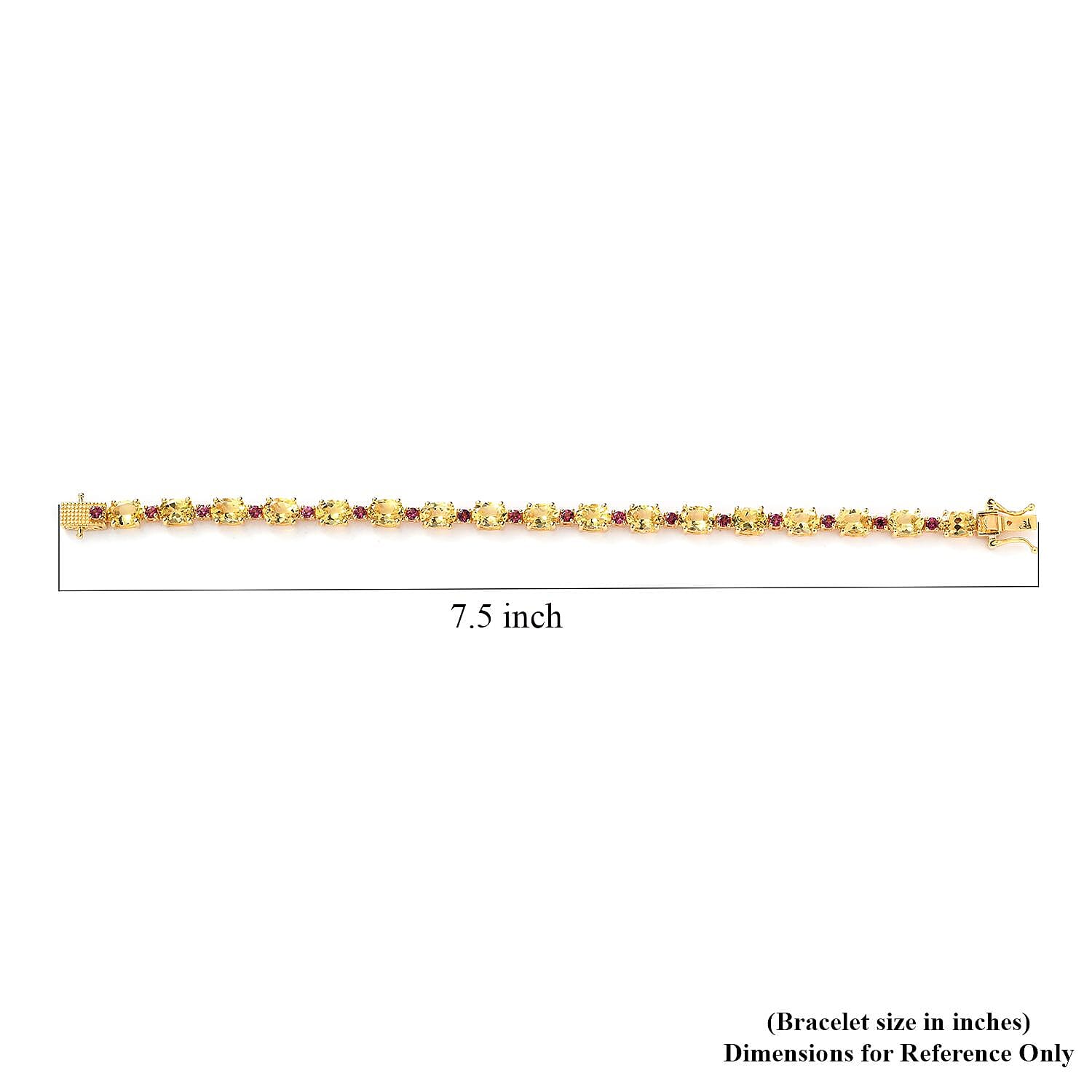 Premium Brazilian Heliodor and Ouro Fino Rubellite Bracelet in Vermeil Yellow Gold Over Sterling Silver (7.25 In) 13.70 ctw