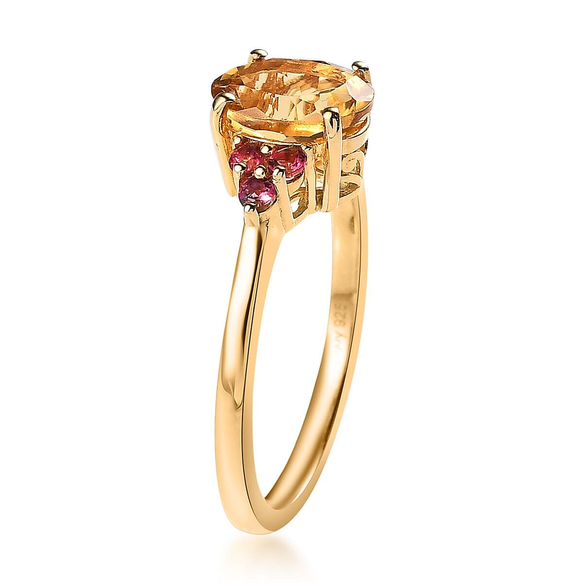 Premium Brazilian Heliodor and Premium Ouro Fino Rubellite Ring in Vermeil Yellow Gold Over Sterling Silver (Size 10.0) 1.75 ctw image number 3