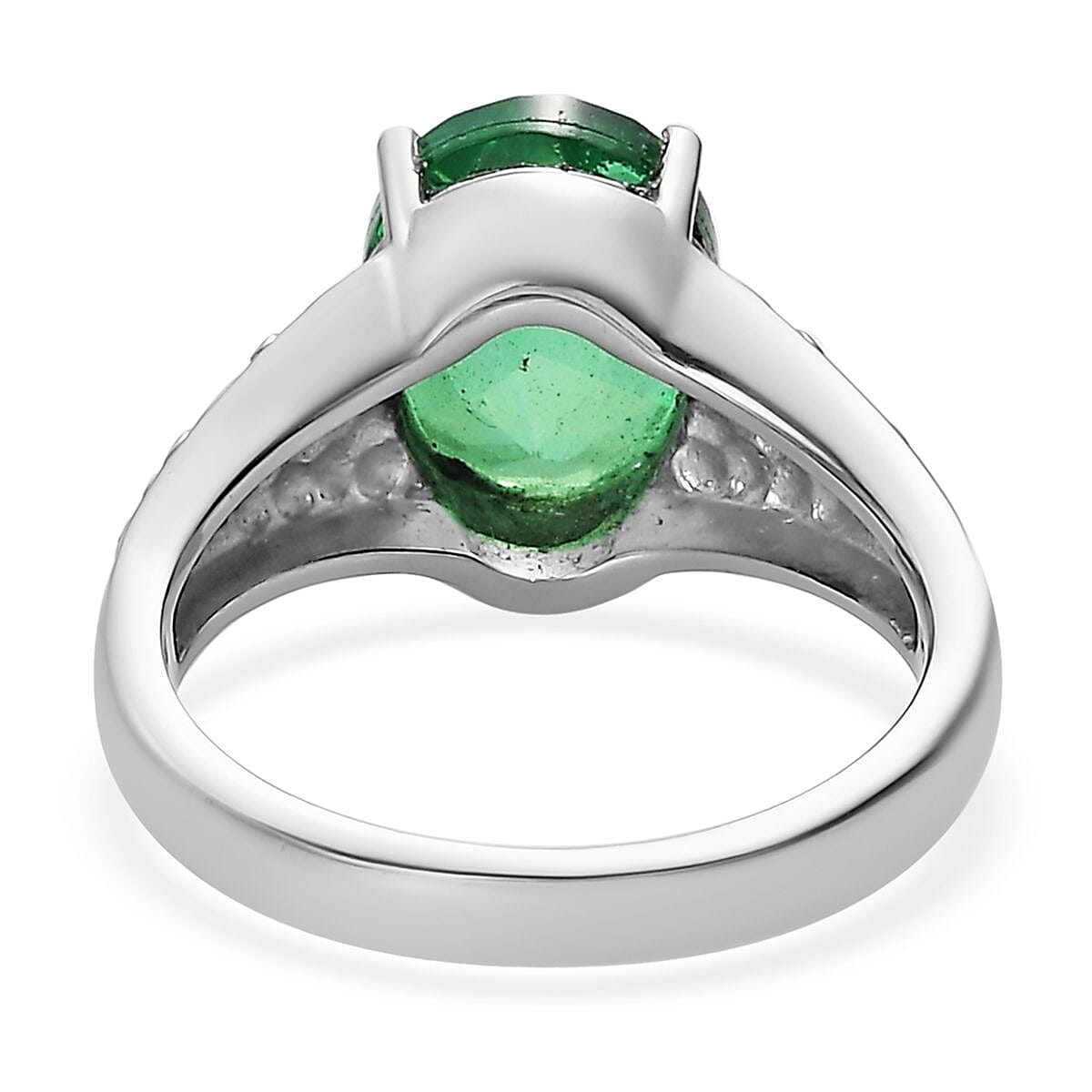 Peacock Quartz (Triplet) Solitaire Ring in Stainless Steel (Size 5.0) 2.85 ctw