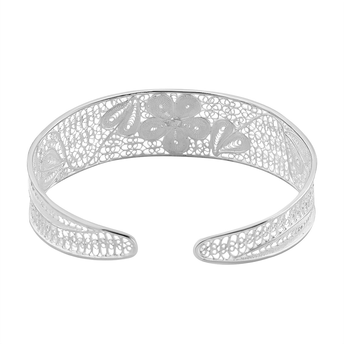 Bali Legacy Sterling Silver Floral & Leaf Bracelet (7.25 In) 12.65 Grams image number 4