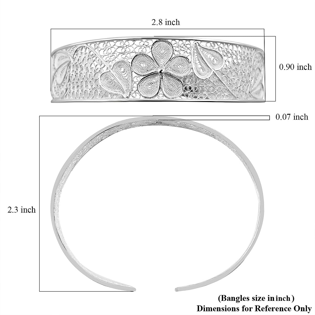 Bali Legacy Sterling Silver Floral & Leaf Bracelet (7.25 In) 12.65 Grams image number 5