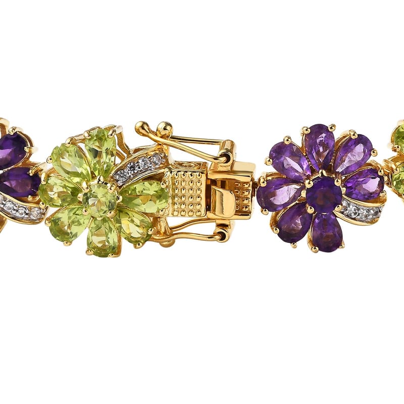 GP Italian Garden Collection Premium Multi Gemstone Bracelet in Vermeil Yellow Gold Over Sterling Silver (7.25 In) 25.25 ctw