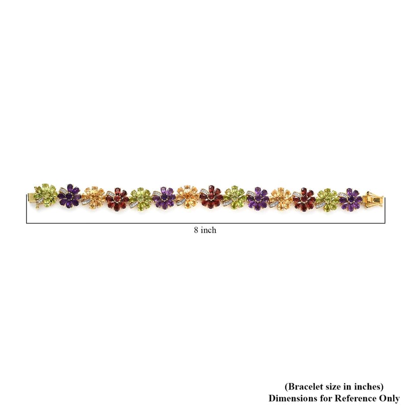 GP Italian Garden Collection Premium Multi Gemstone Bracelet in Vermeil Yellow Gold Over Sterling Silver (7.25 In) 25.25 ctw
