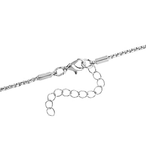 White and Black Austrian Crystal, Blue Glass Necklace in Silvertone (24-26 Inches)