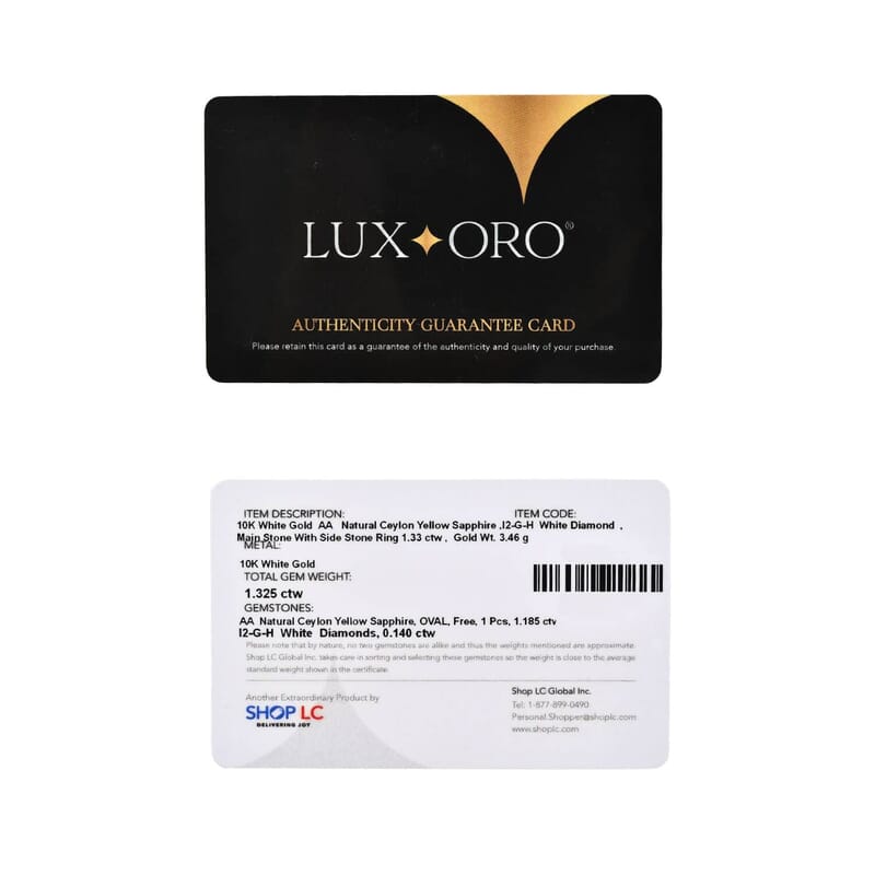 Luxoro 10K White Gold Premium Natural Ceylon Yellow Sapphire and G-H I2 Diamond Sunburst Ring (Size 10.0) 4.25 Grams 1.30 ctw