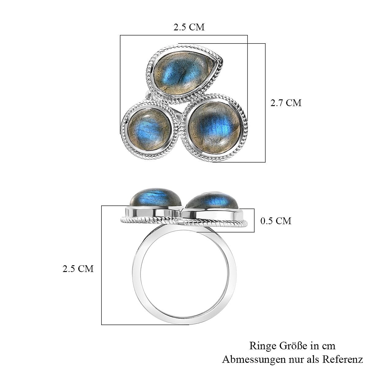 Labradorite 10.87 ctw Fancy Ring in Platinum Over Sterling Silver (Size 9)