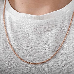 Vermeil RG Over Sterling Silver Chain Necklace (24 Inches) 6.44 g