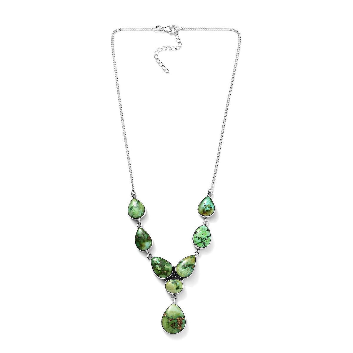 Artisan Crafted Sonoran Gold Turquoise Drop Necklace 18-20 Inches in Black Oxidized Sterling Silver 56.25 ctw image number 3