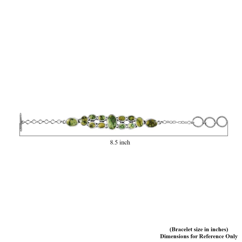 D'Joy Artisan Crafted Sonoran Gold Turquoise Toggle Clasp Bracelet in Black Oxidized Sterling Silver (7.25-8.50In) 21.15 ctw