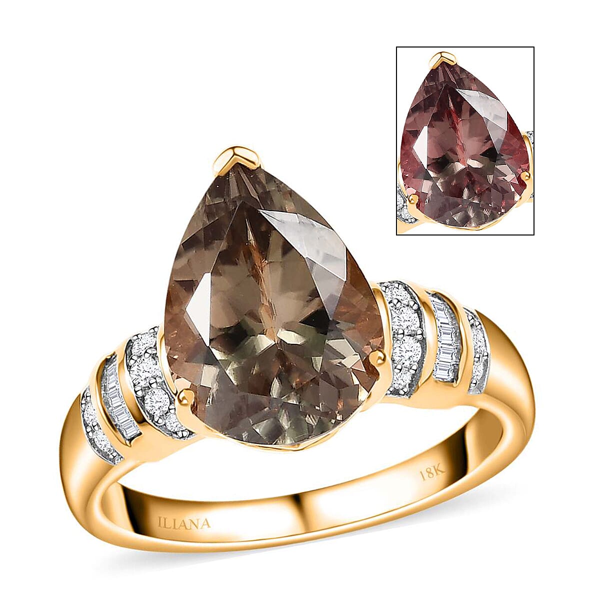 Certified & Appraised Iliana 18K Yellow Gold AAAA Turkizite and G-H SI Diamond Ring (Size 7.0) 5.80 Grams 4.35 ctw image number 0