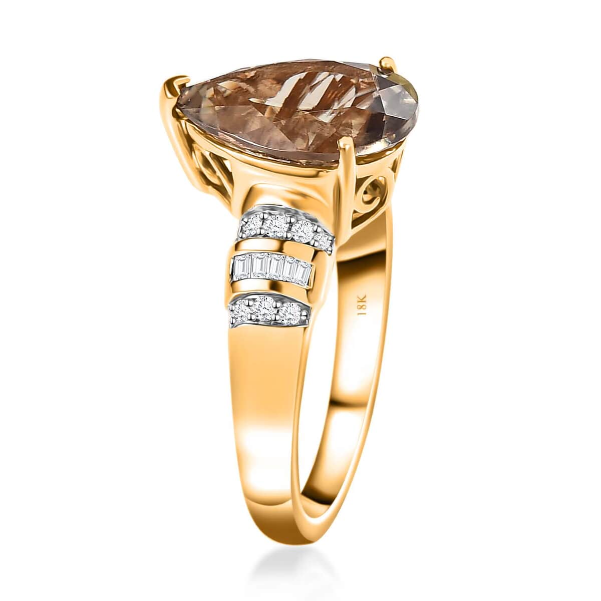 Certified & Appraised Iliana 18K Yellow Gold AAAA Turkizite and G-H SI Diamond Ring (Size 7.0) 5.80 Grams 4.35 ctw image number 3