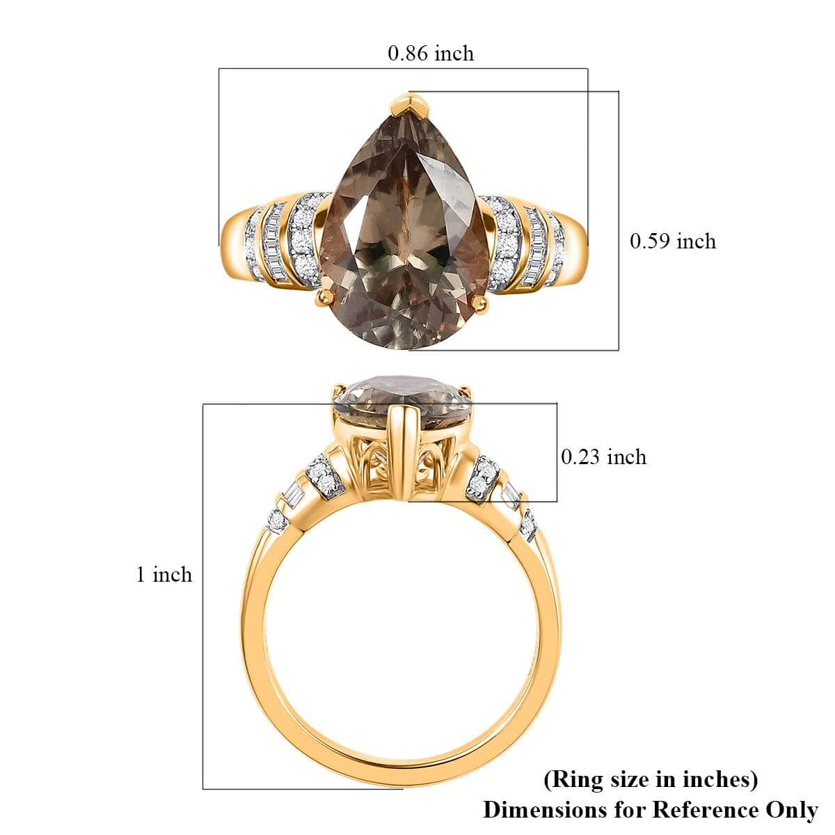 Certified & Appraised Iliana 18K Yellow Gold AAAA Turkizite and G-H SI Diamond Ring (Size 7.0) 5.80 Grams 4.35 ctw image number 5