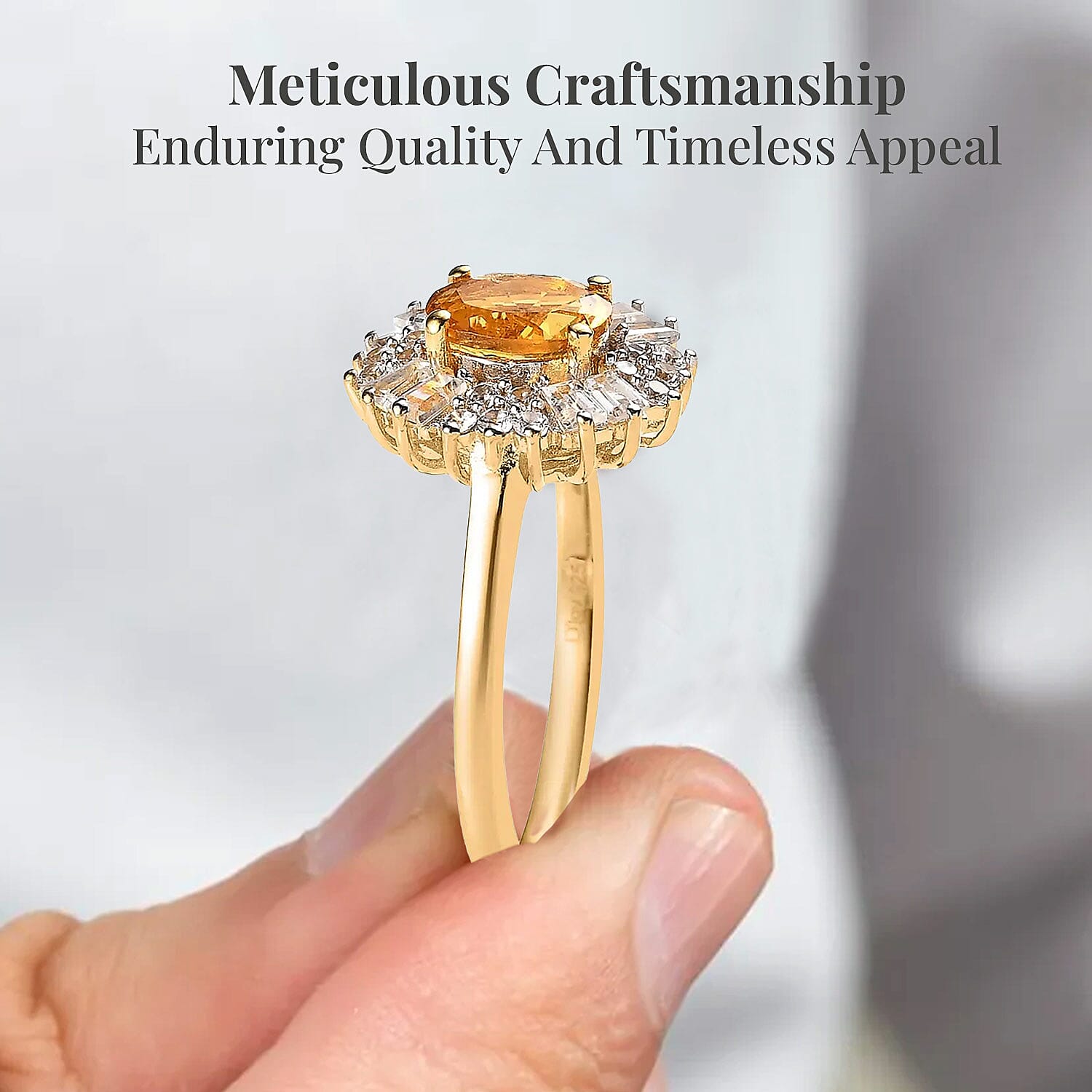 Premium Brazilian Heliodor and White Zircon Sunflower Ring in Vermeil Yellow Gold Over Sterling Silver (Size 10.0) 1.80 ctw