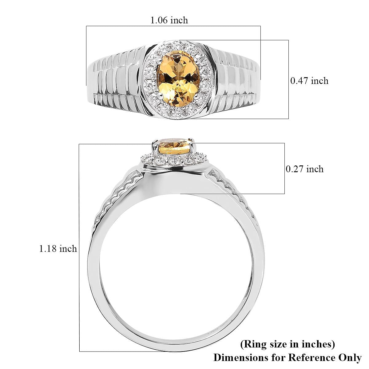 Premium Brazilian Heliodor and Moissanite Men's Ring in Platinum Over Sterling Silver (Size 10.0) 1.85 ctw