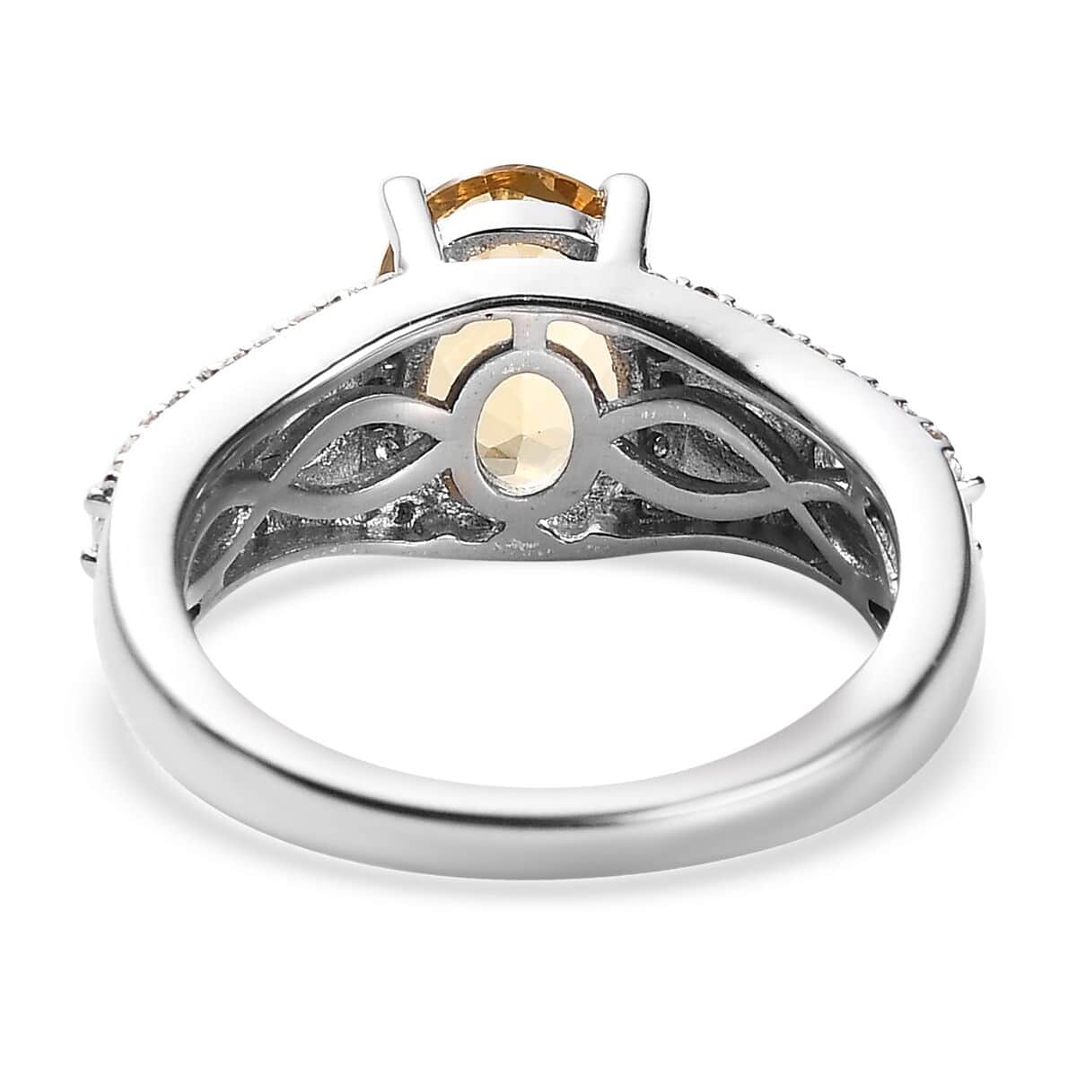 Premium Brazilian Heliodor and Moissanite Ring in Platinum Over Sterling Silver 2.20 ctw image number 4